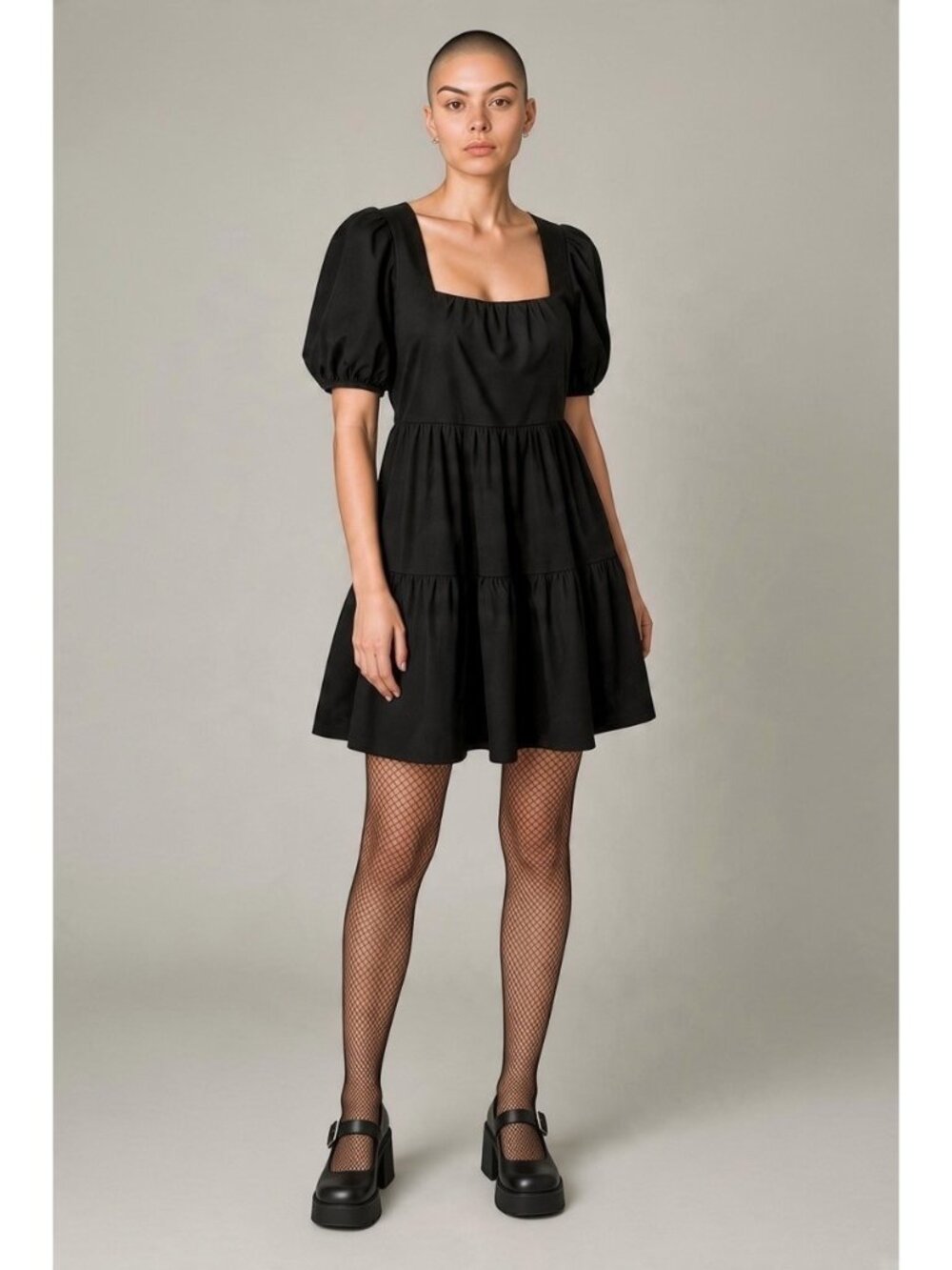 Gianni Bini Womens Size Small Black Tiered Babydoll Mini Dress  Whimsigoth